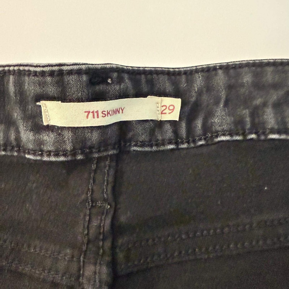 Levis 711 Skinny Jeans Womens 29 Washed Black Mid Rise Stretch Denim Denim Pants - Picture 6 of 16